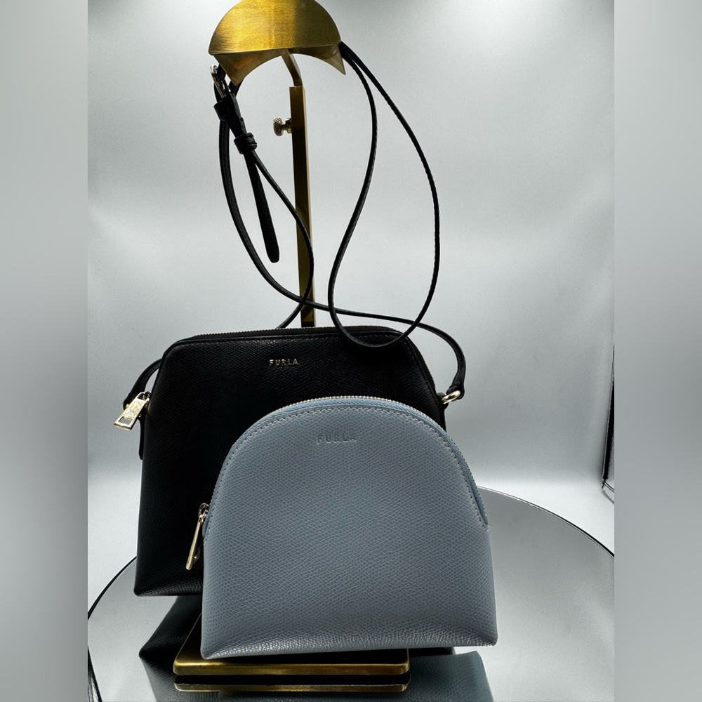 Furla Black and Light Gray Crossbody Bags